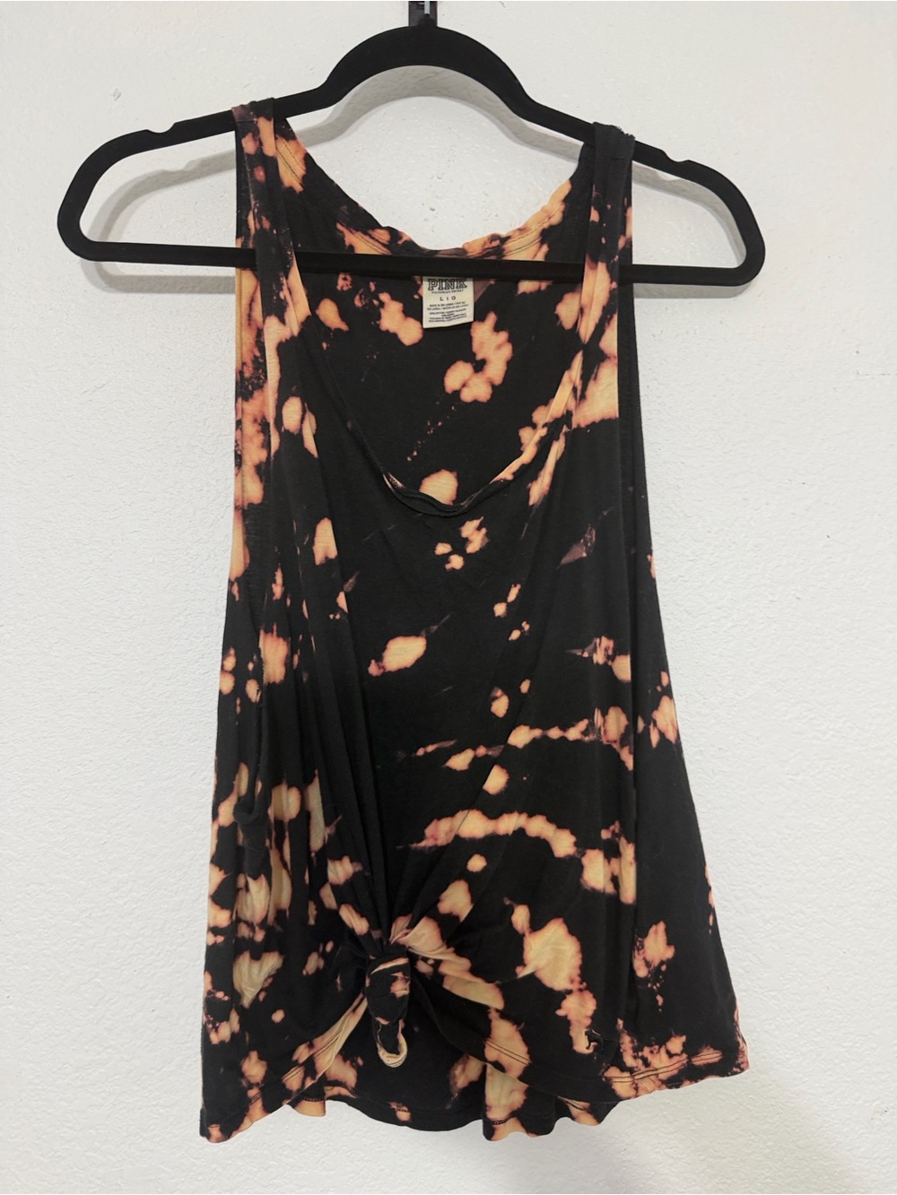 Tie-dye black boyfriend tank front tie Victoria secret pink lg